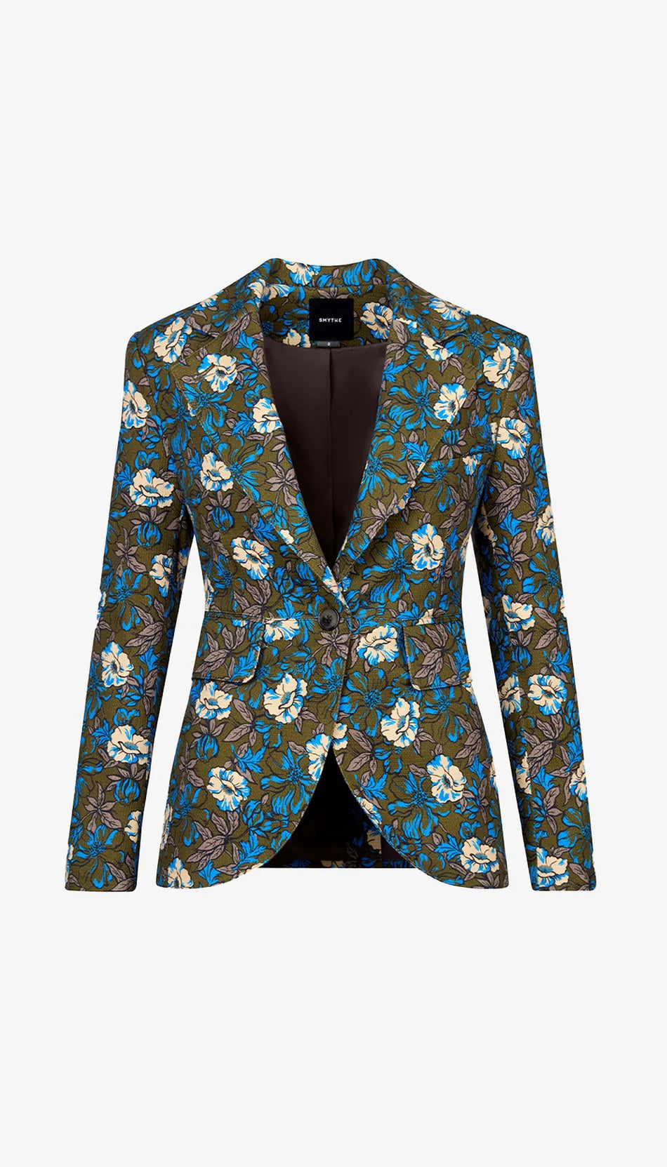 Seamed Blazer in Floral Olive