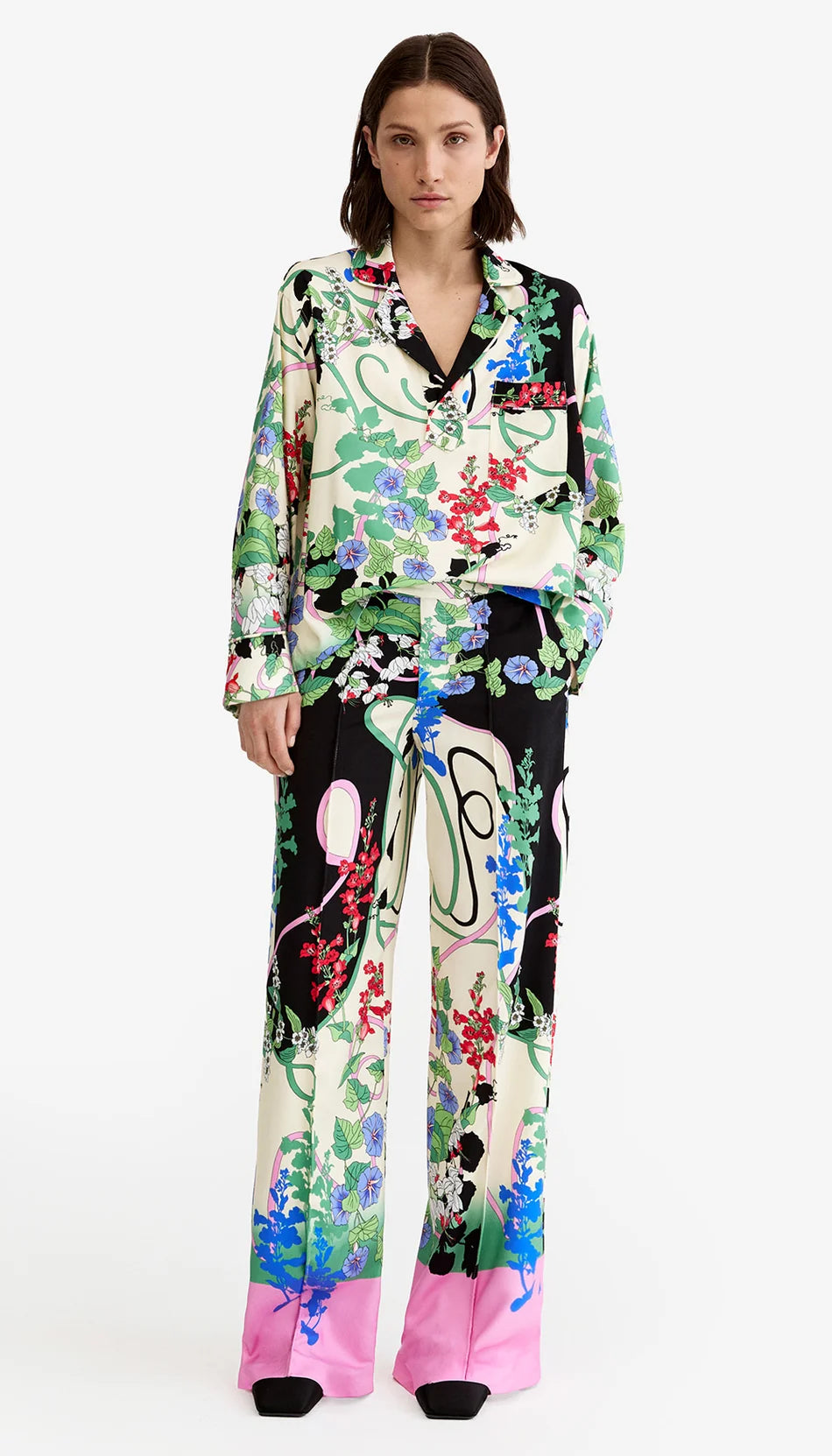 Low Rise Slouch Pant in Graphic Botanical
