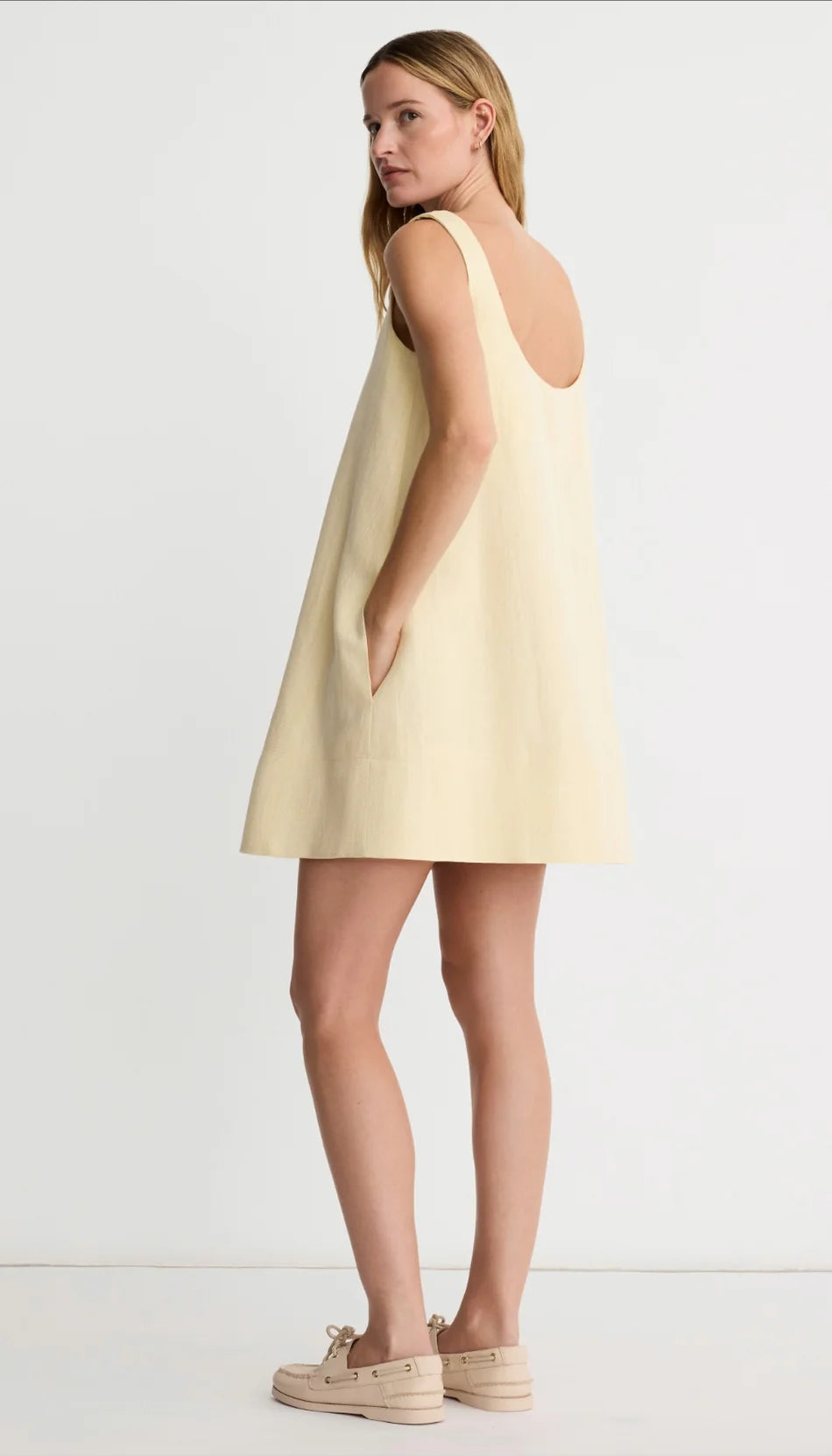 Mini Shift Dress in Butter Yellow