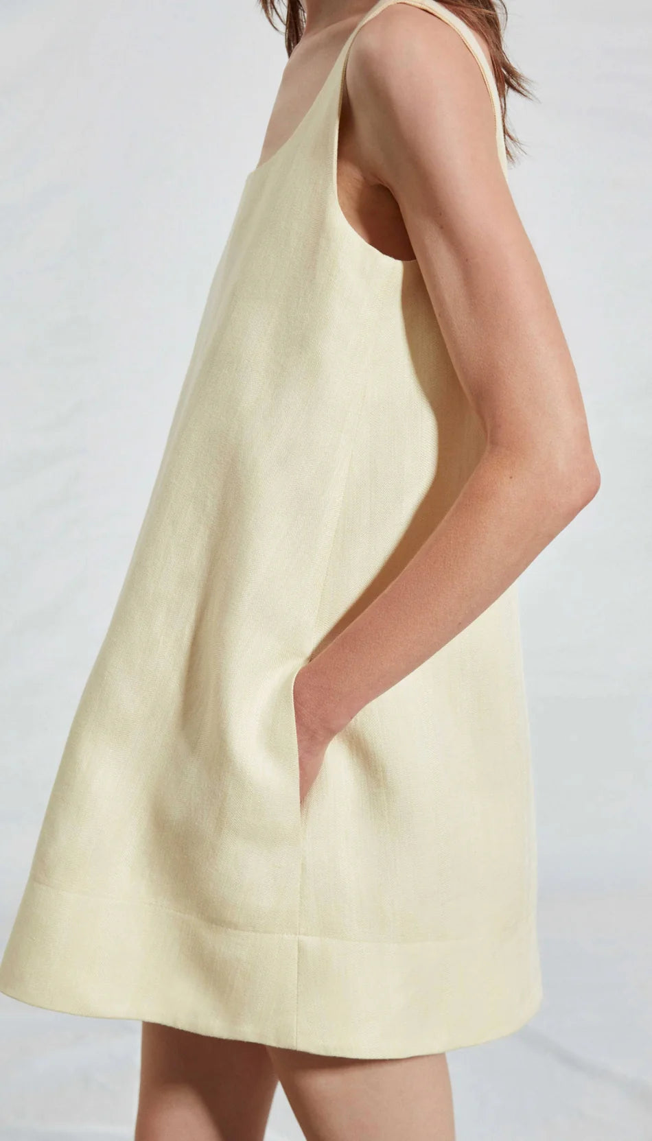 Mini Shift Dress in Butter Yellow