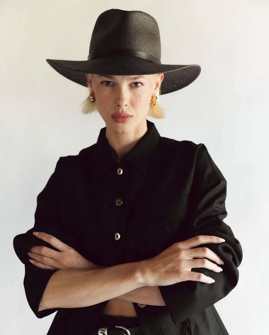 Sherman Straw Fedora in Black