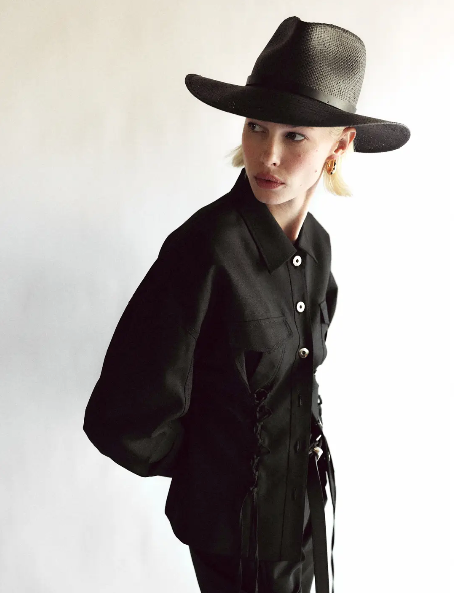 Sherman Straw Fedora in Black