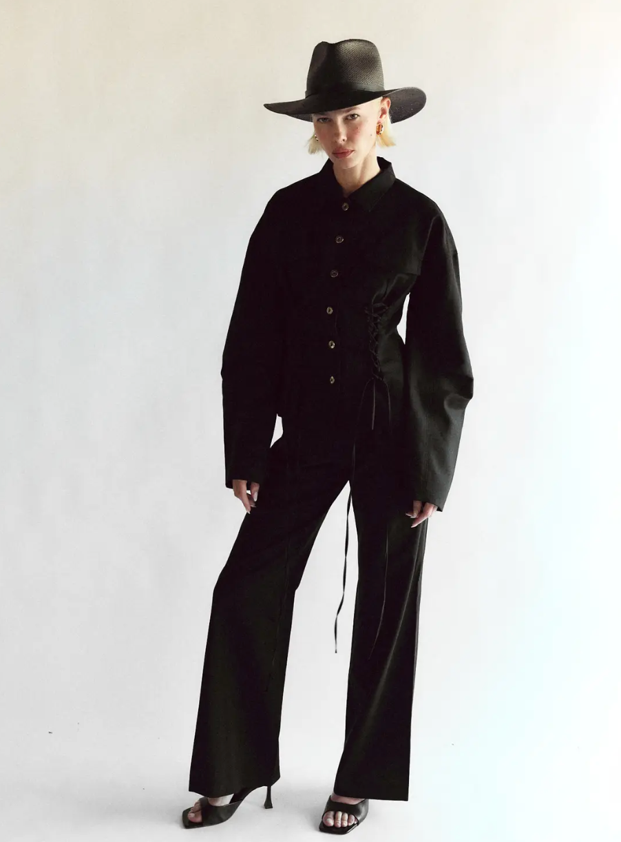Sherman Straw Fedora in Black