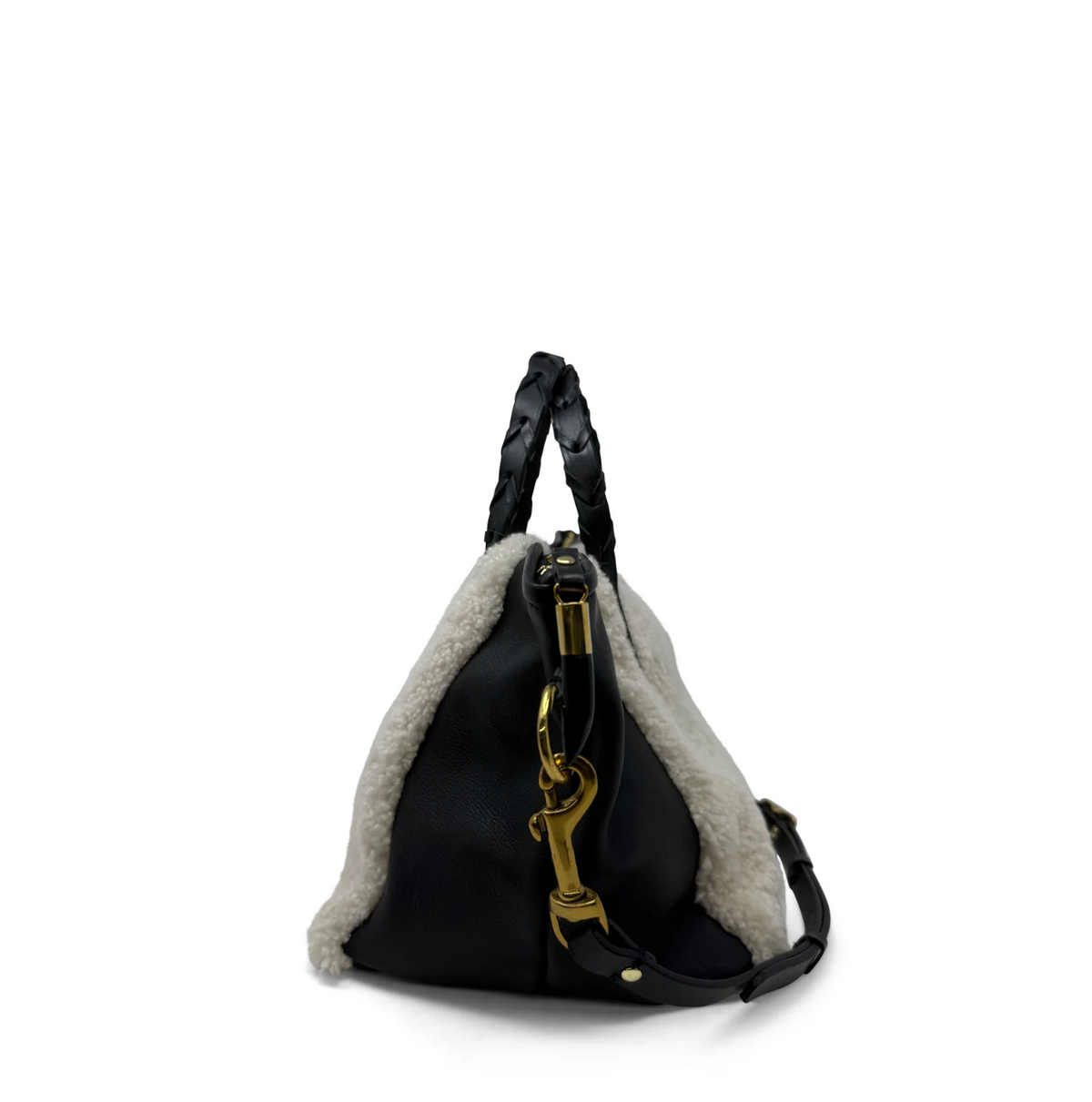 Devon Holdall in Natural Shearling and Black