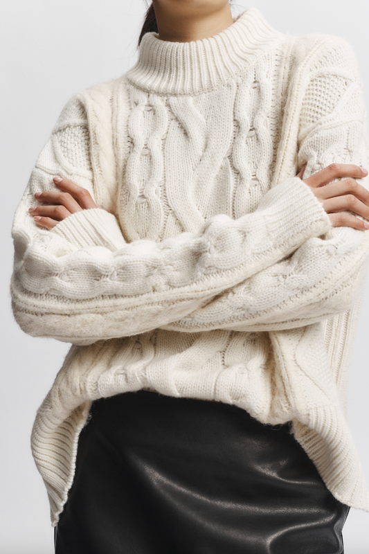 Greyson Cable Sweater in Cream