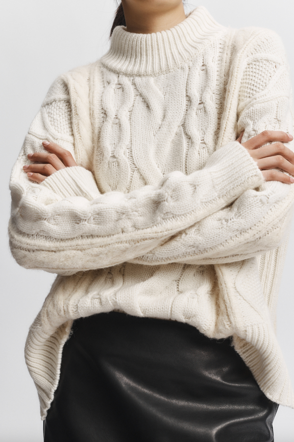 Greyson Cable Sweater in Cream