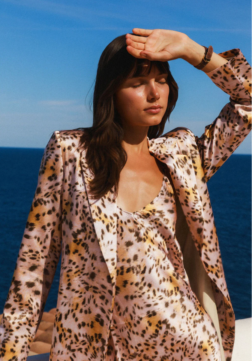 Emma Slip Dress in Blush Leopard
