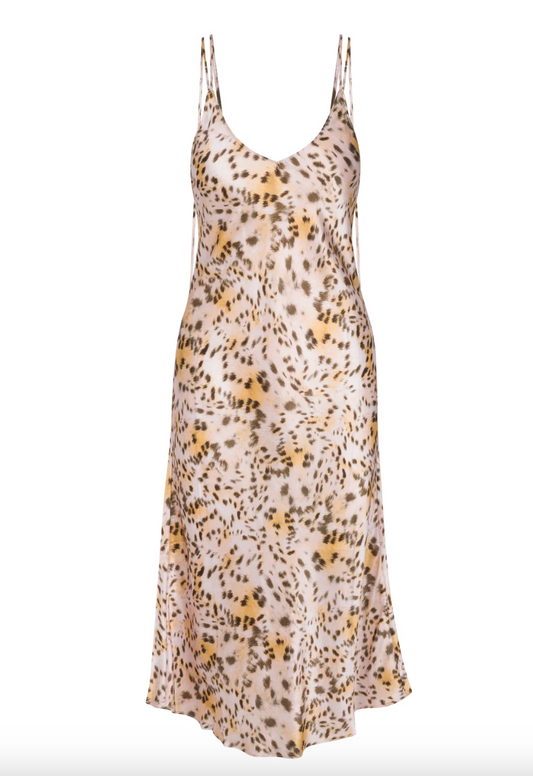 Emma Slip Dress in Blush Leopard
