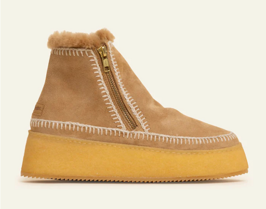 Setsu Platform Boots in Taupe Suede