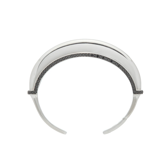 Luna Cuff in Silver with Black Diamond Detail