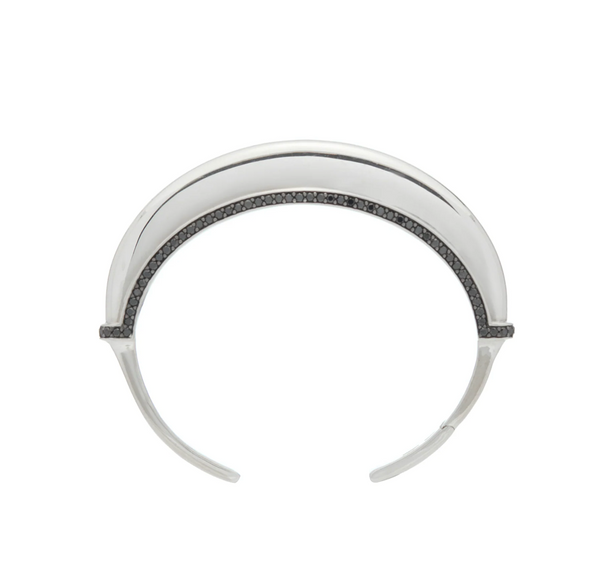 Luna Cuff in Silver with Black Diamond Detail