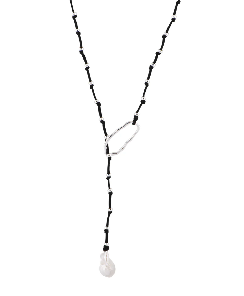 Carina Adjustable Suede and Freshwater Pearl Baroque Necklace
