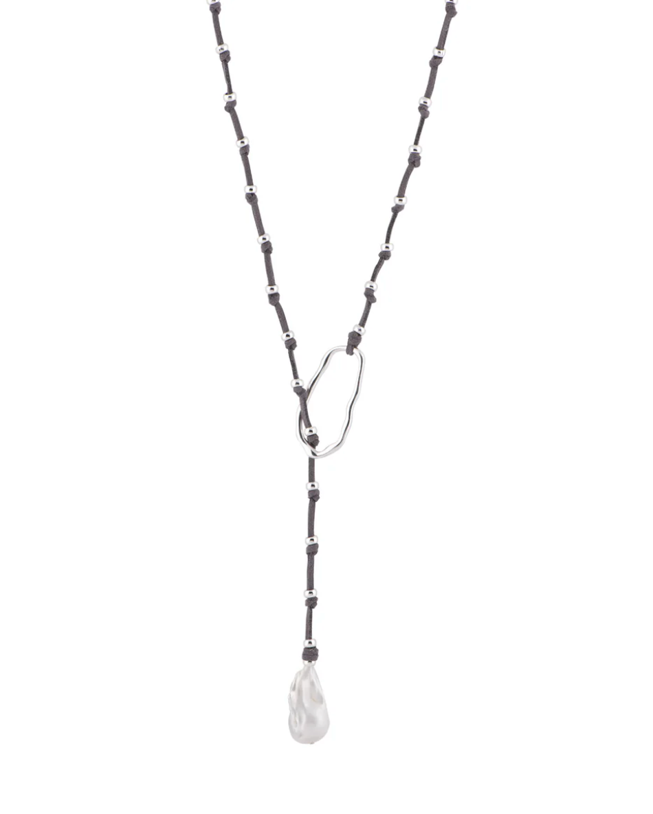Carina Adjustable Suede and Freshwater Pearl Baroque Necklace