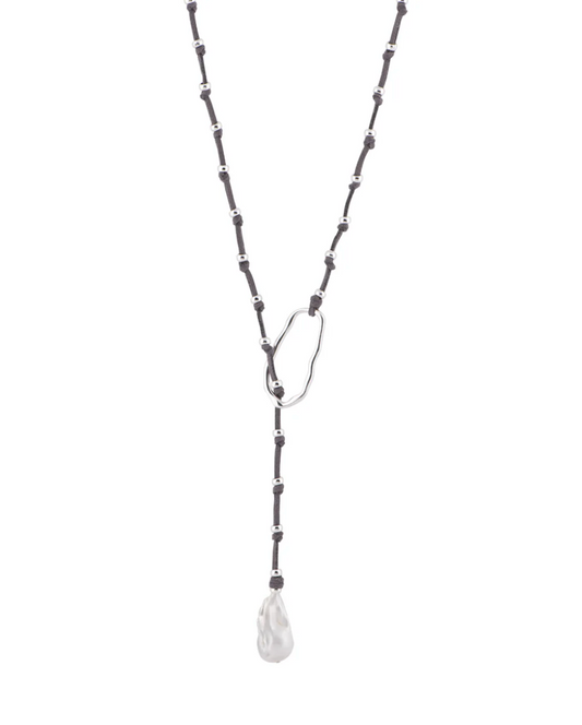 Carina Adjustable Suede and Freshwater Pearl Baroque Necklace