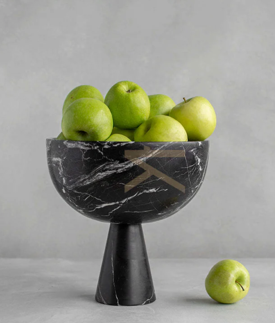 Black Marble Pedestal Bowl