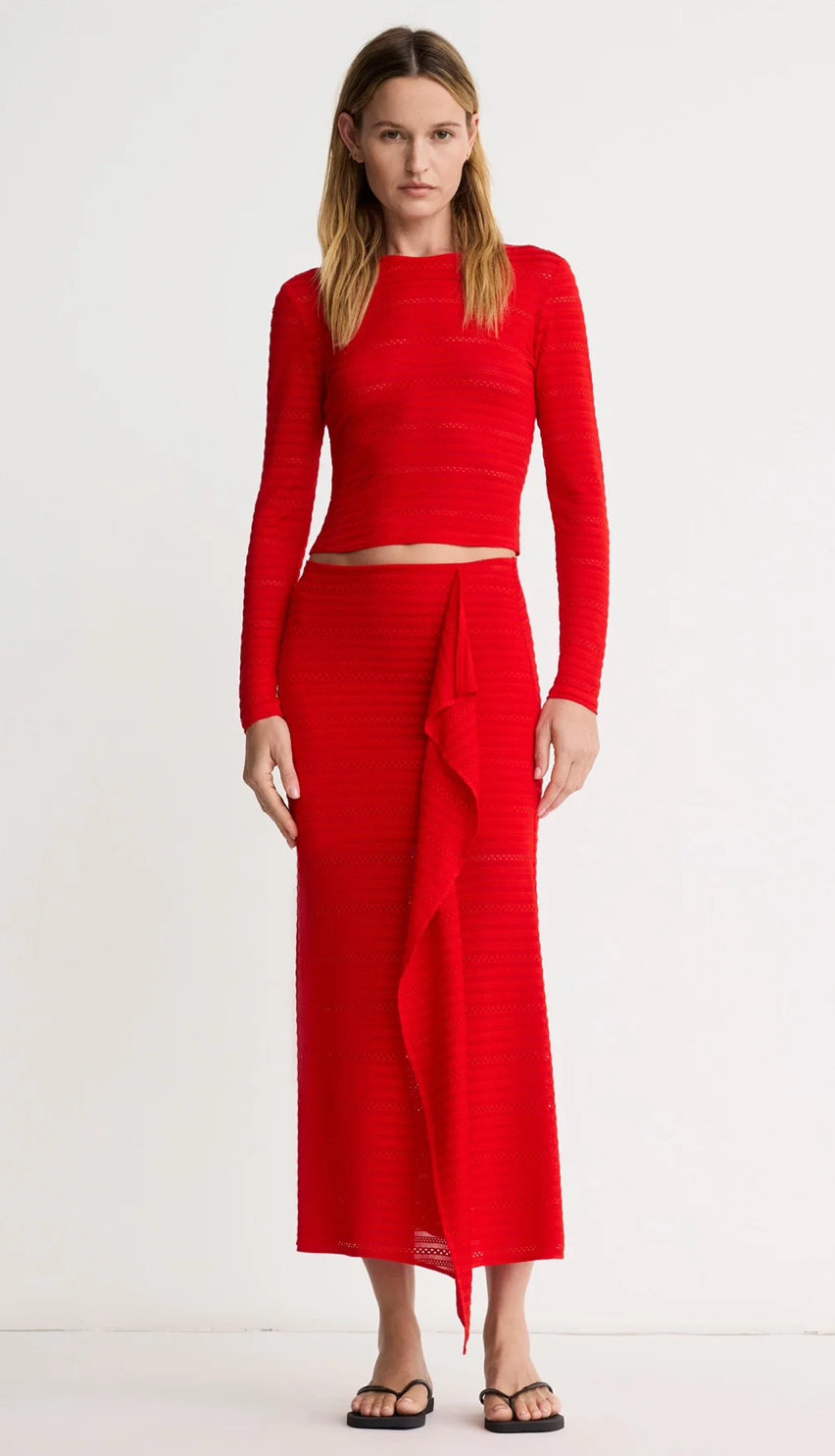 Pull On Drape Skirt in Chili