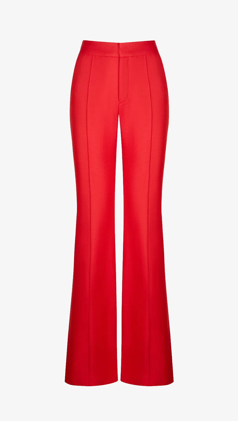 Wide Leg Pintuck Trouser in Poppy
