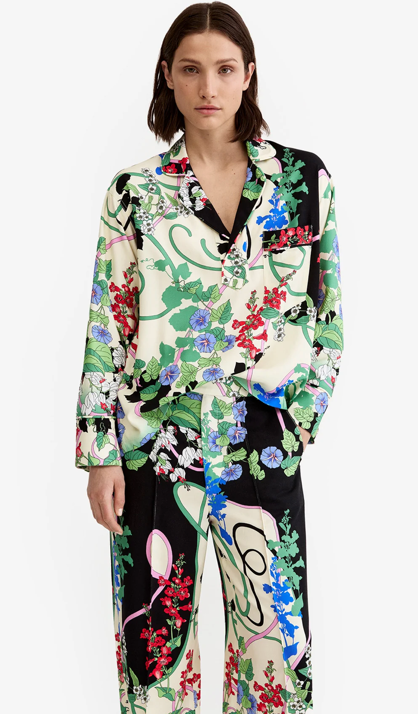 Pajama Shirt in Graphic Botanical