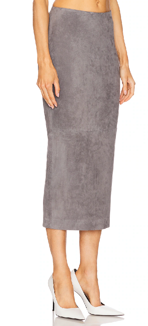 Suede Tube Skirt in Castle Grey