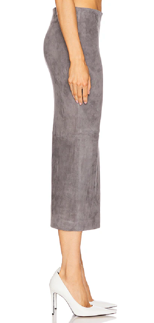 Suede Tube Skirt in Castle Grey