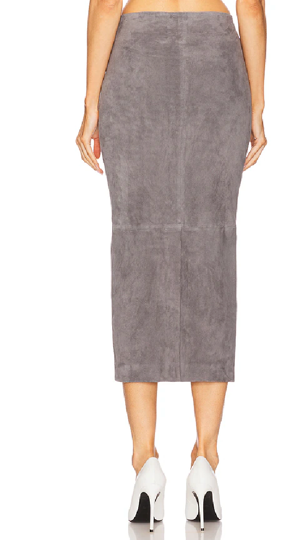 Suede Tube Skirt in Castle Grey