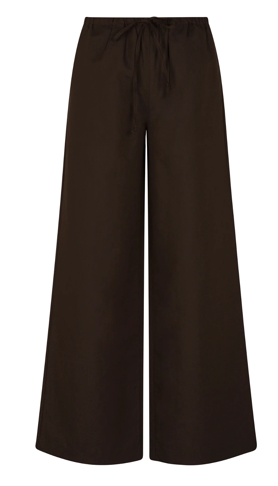 Linen Wide Leg Pintuck Trousers in Americano