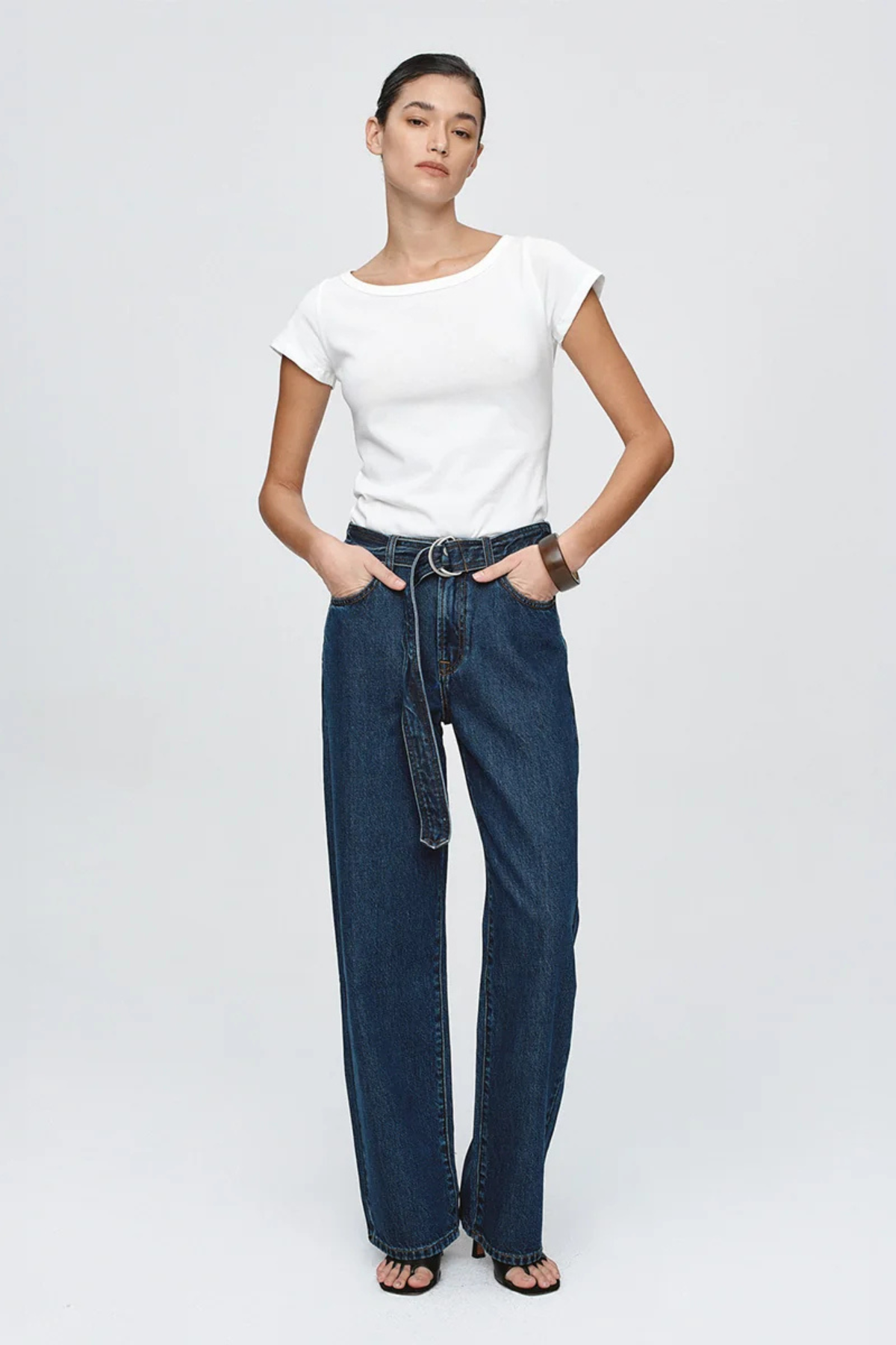 Belted Wide Leg Jeans by Marle