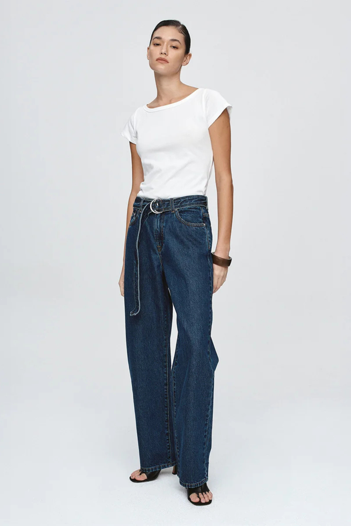 Belted Wide Leg Jeans by Marle