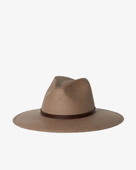 Judith Straw Fedora in Taupe by Janessa Leone