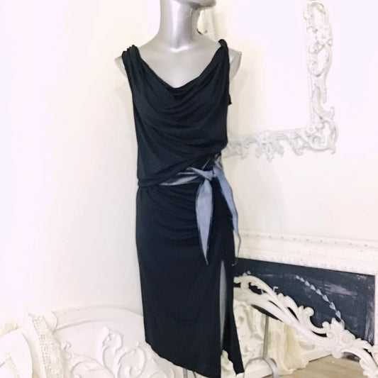 Long Grecian Twist Dress in French Navy