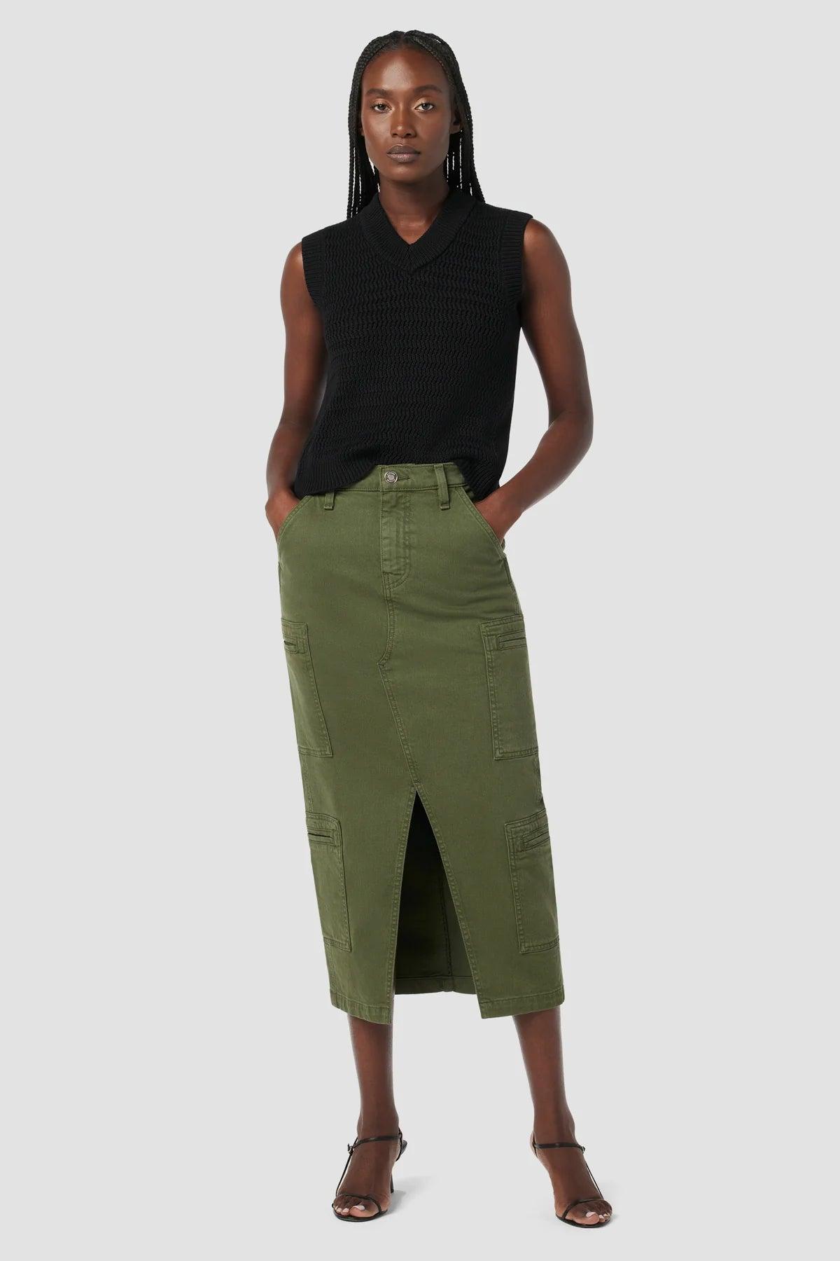 Reconstructed Skirt with Cargo Welt Pockets