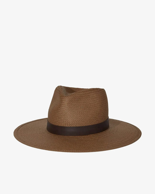Zoe Straw Fedora in Brown by Janessa Leone